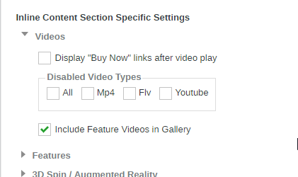 Feature Video Gallery Settings