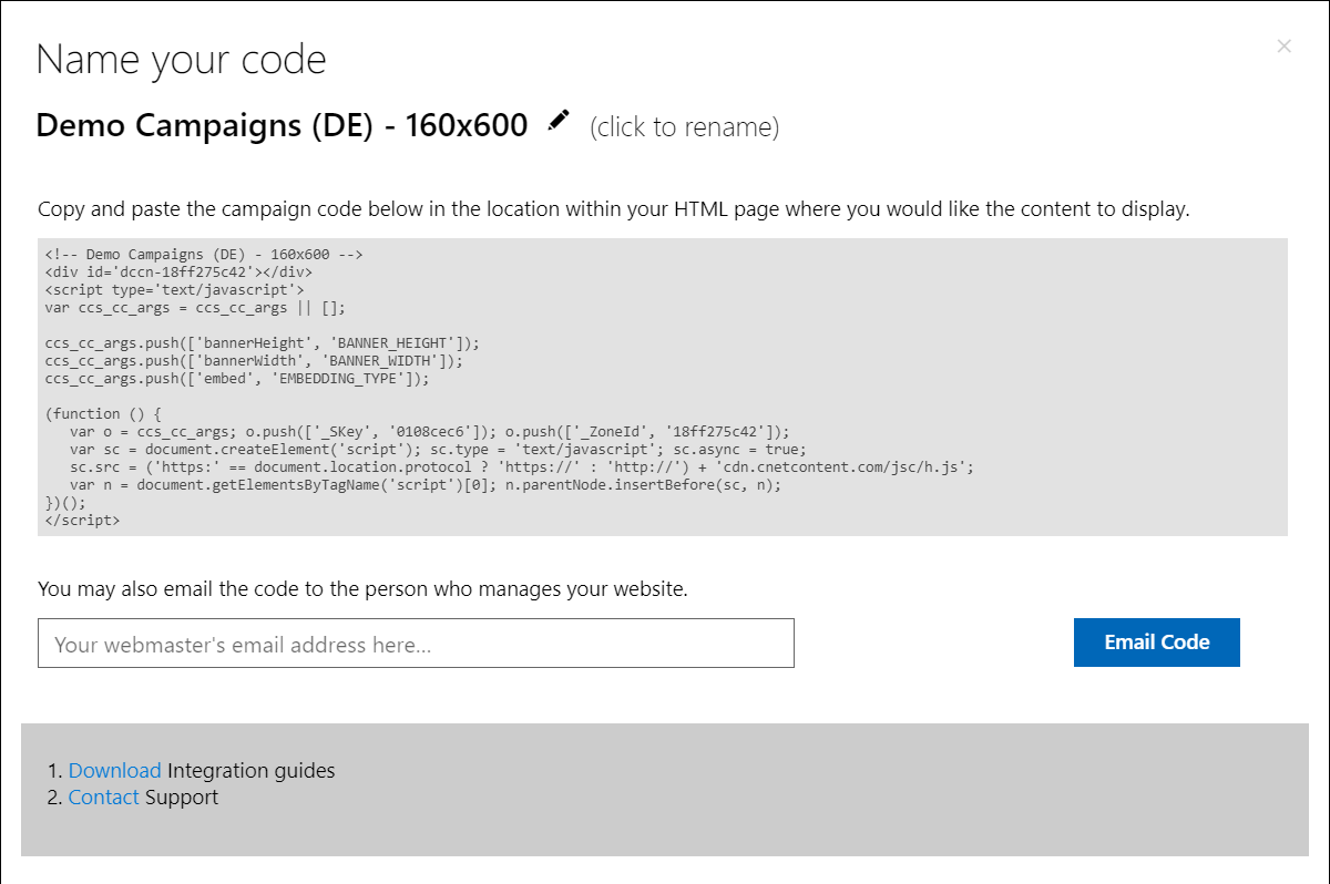 DCCN Get Code prompt